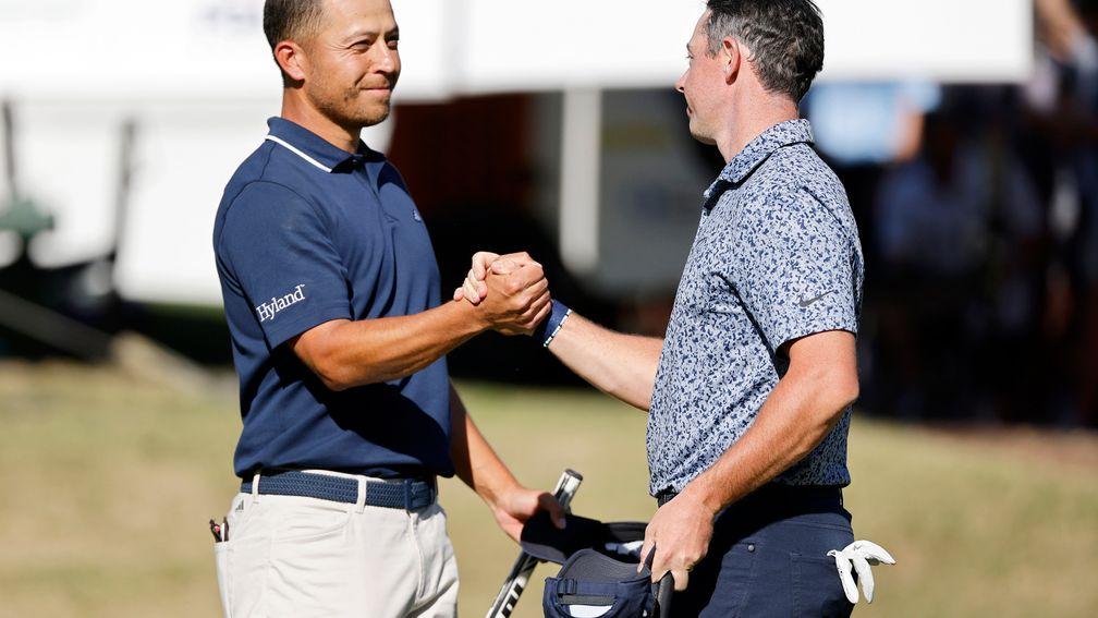 Xander Schauffele (left) gave Rory McIlroy a tough game in the WGC-Match Play last month