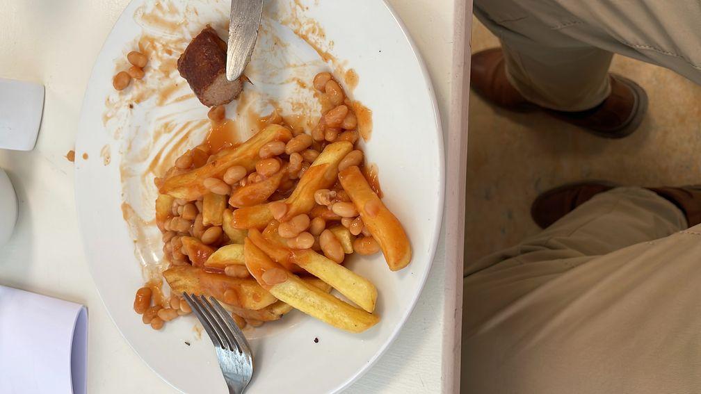 The sausage, beans and chips at Gowran. Yes, it was as bad as it looks.