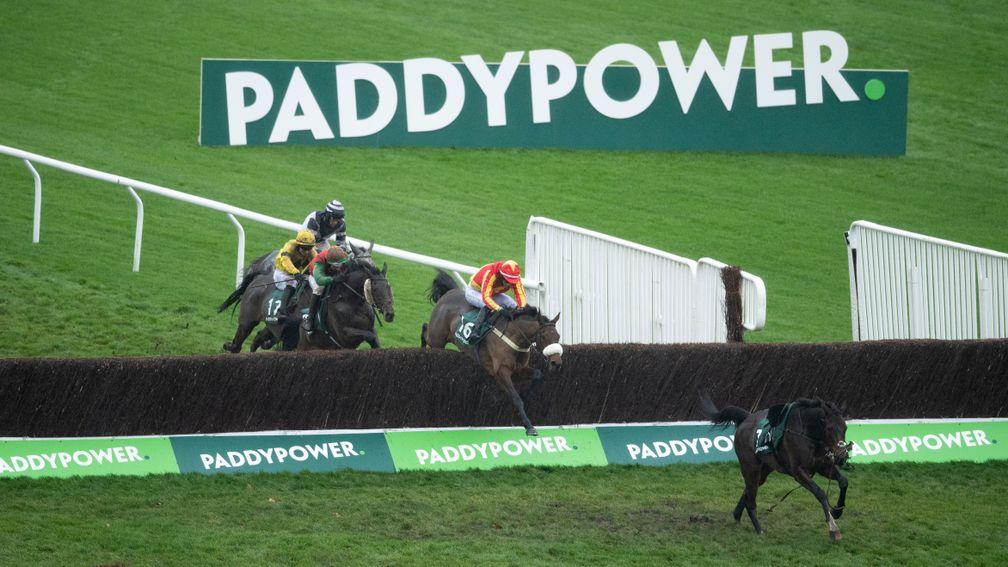 Coole Cody (Tom OâBrien) leads over the last fence and wins the Paddy Power Gold Cup ChaseCheltenham 14.11.20 Pic: Edward Whitaker/Racing Post