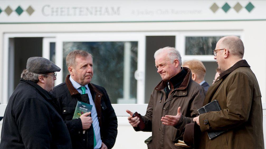 Powerbroker: Brian Kavanagh, pictured here with the minister for agriculture Michael Creed, Willie Mullins and his BHA counterpart, Nick Rust