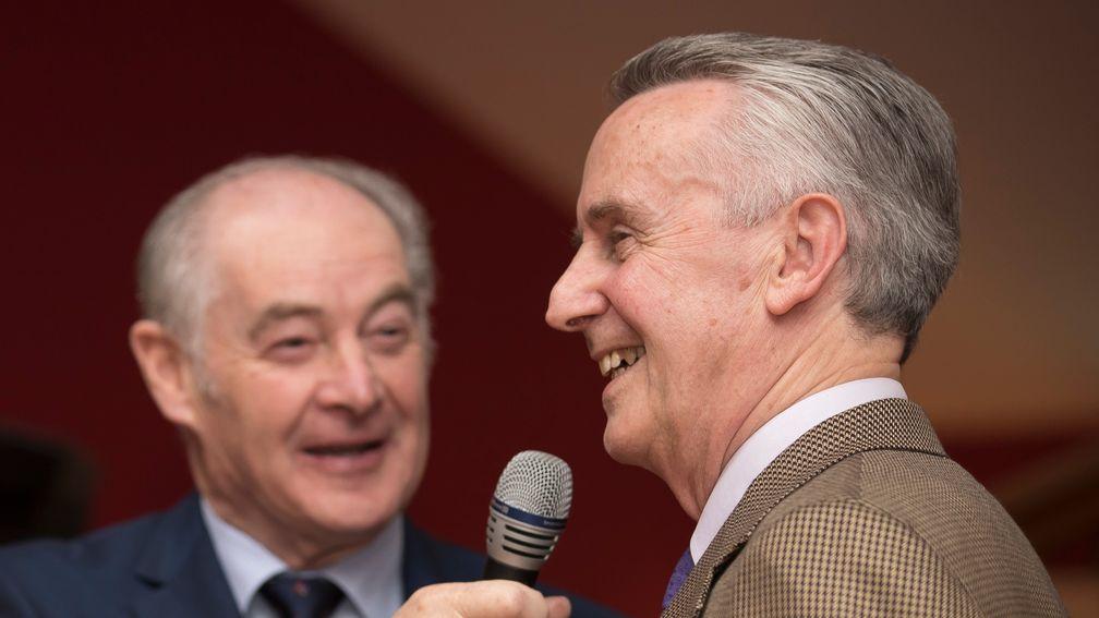 Dessie Scahill (left) interviews Jim Bolger at Naas last year