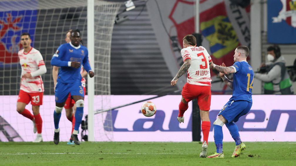 Angelino's stunning strike gave Leipzig a 1-0 first-leg win against Rangers