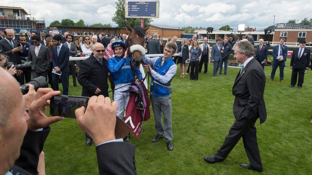 John Ferguson (right) oversees the celebrations after Ribchester's Lockinge Stakes triumph
