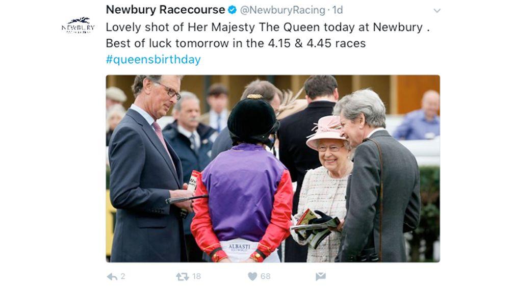 The Queen at Newbury tweet
