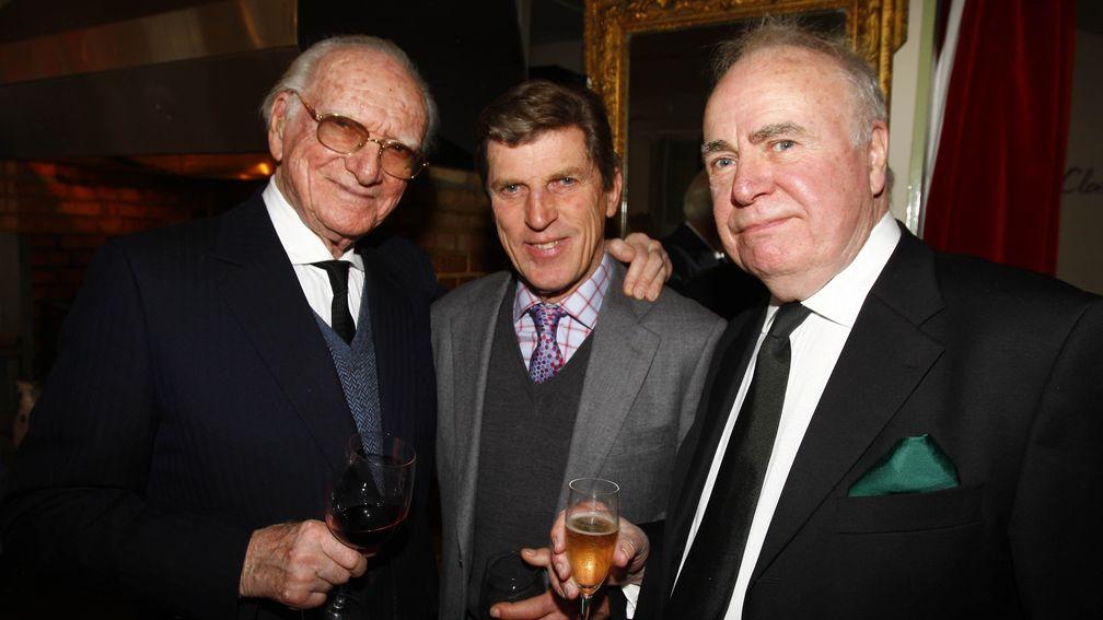 Hugh McIlvanney (right) with Sir Peter O'Sullevan (left) and Brough Scott