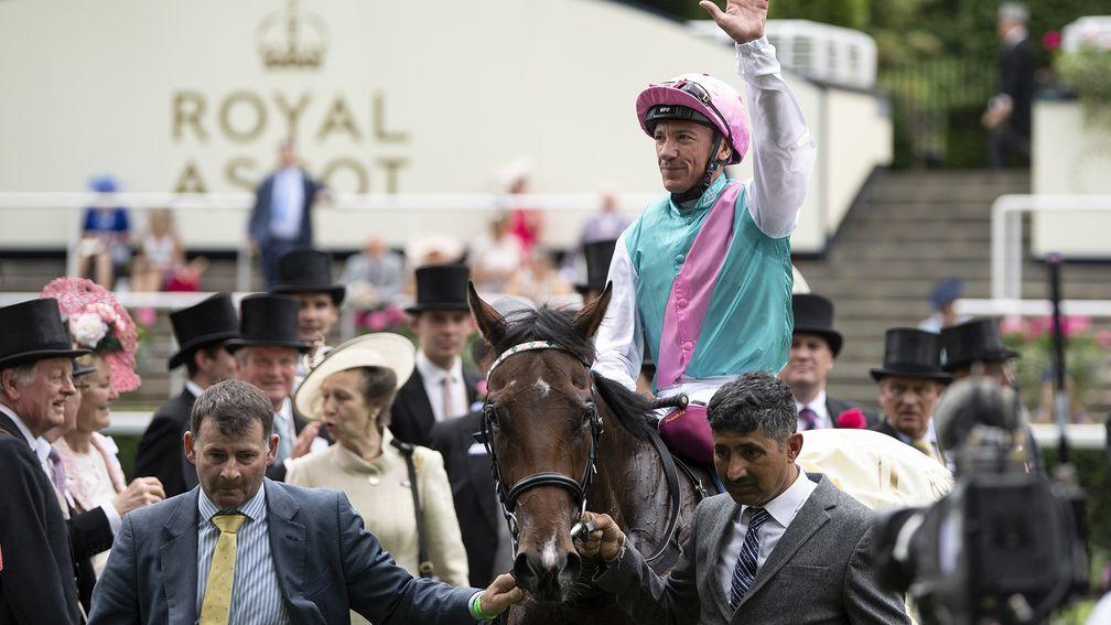 Frankie Dettori and Calyx after victory in the Coventry Stakes