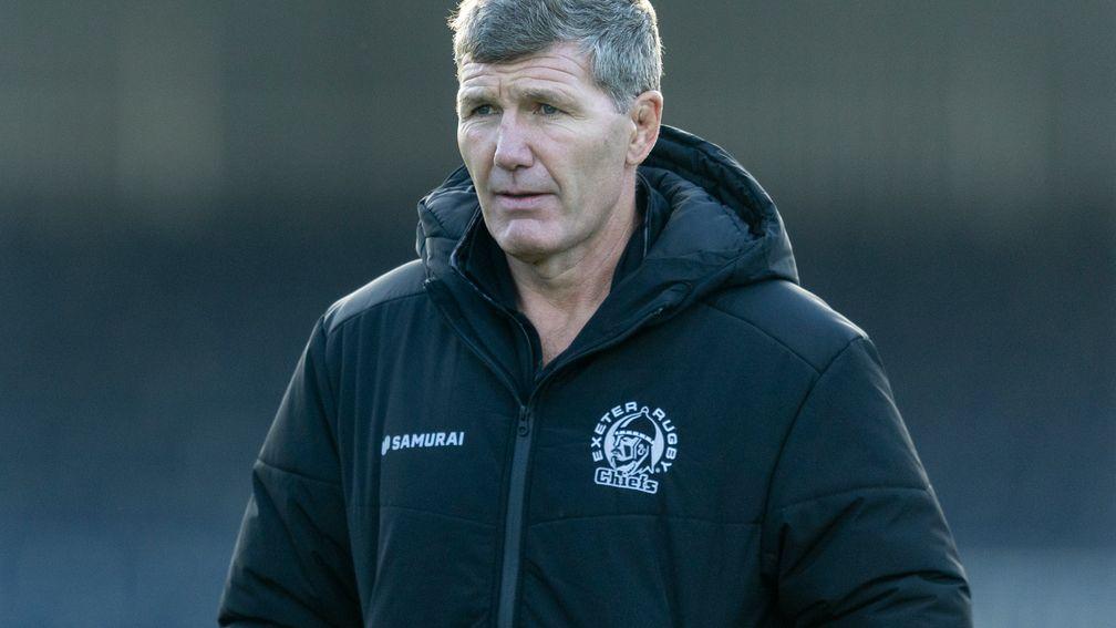 Exeter coach Rob Baxter is looking for a first away win of the season