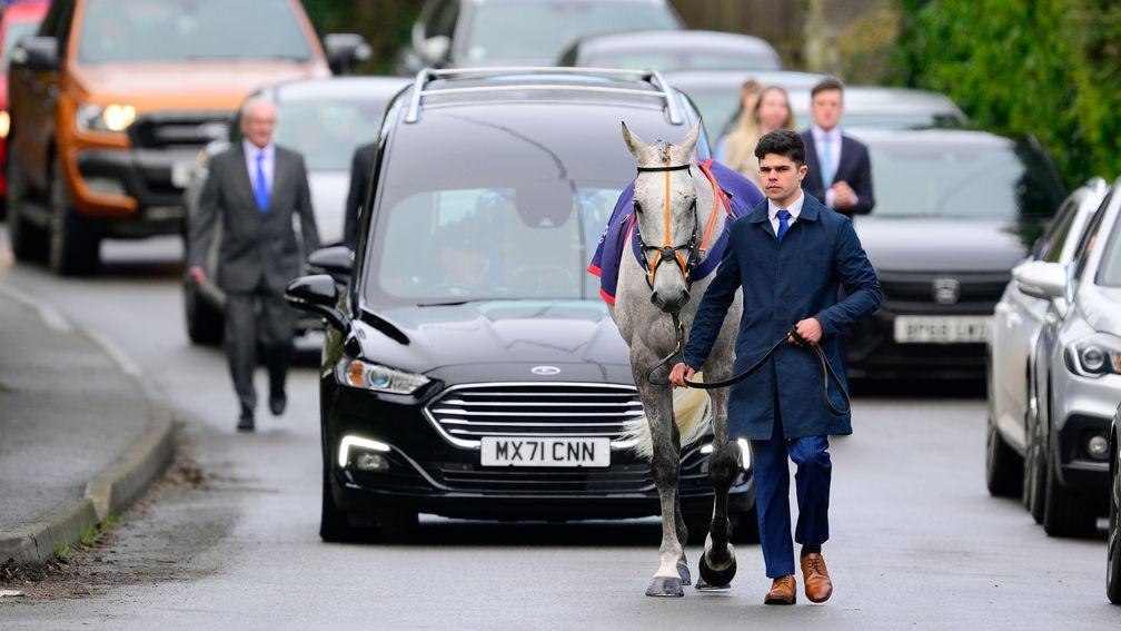 Highland Hunter: walked in front of the hearse of Keagan Kirkby at his funeral last week