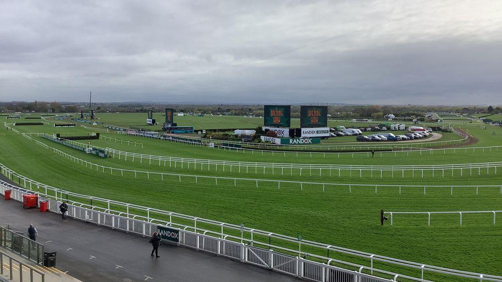 The scene at Aintree at 9.15am on Thursday