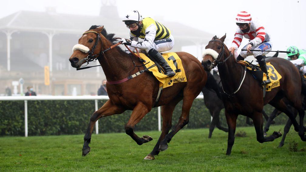 DONCASTER, UNITED KINGDOM - NOVEMBER 7:  Dakota Gold ridden by Paul Mulrennan on their way to winning the Betfair Wentworth Stakes at Doncaster Racecourse on November 7, 2020 in Doncaster, England. (Photo by Tim Goode - Pool/Getty Images)