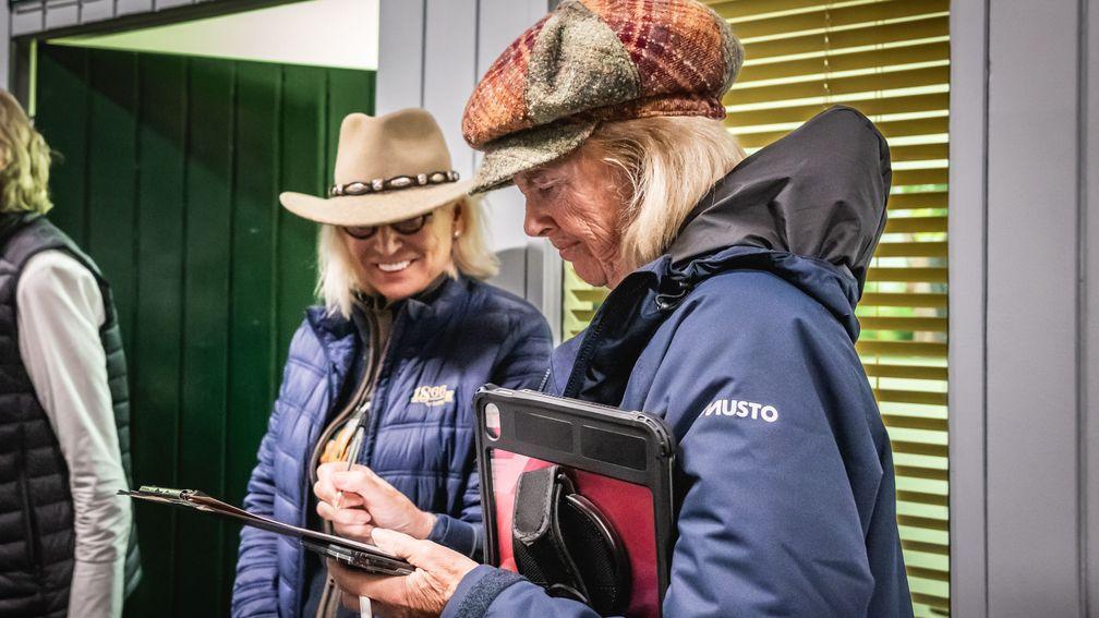 Amanda Skiffington signs the docket for Ballylinch Stud's New Bay filly out of Falling Petals at €1,650,000 on the second day of Goffs Orby