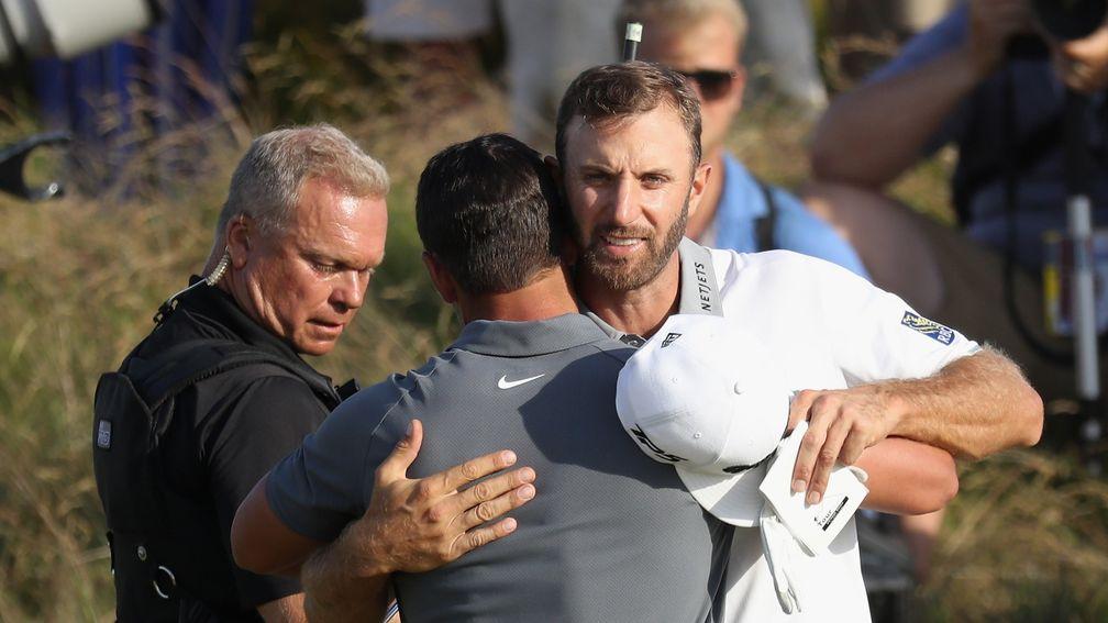 Dustin Johnson could be cuddling up to a trophy on Sunday night