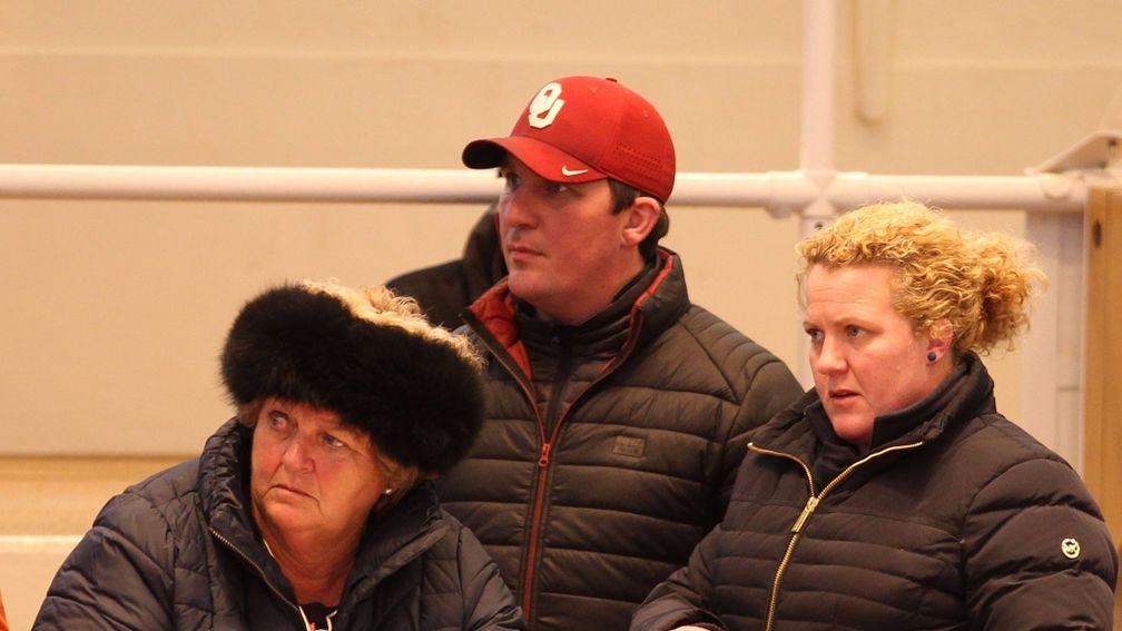 Mark and Paula (right) Flannery of Egmont Stud keep a watchful eye over the ring at Tattersalls