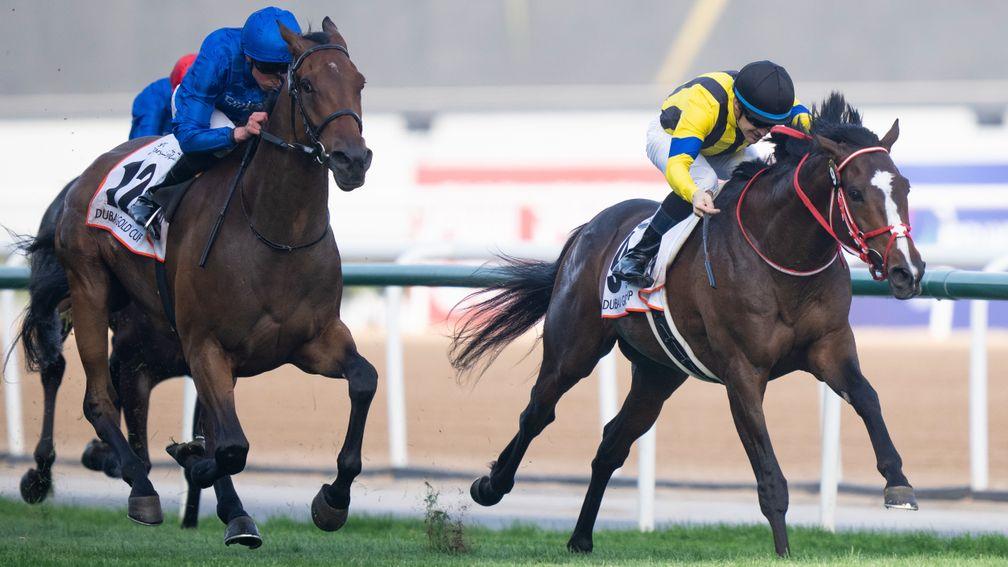 Stay Foolish and Christophe Lemaire (right) maintained their upward curve in the Dubai Gold Cup