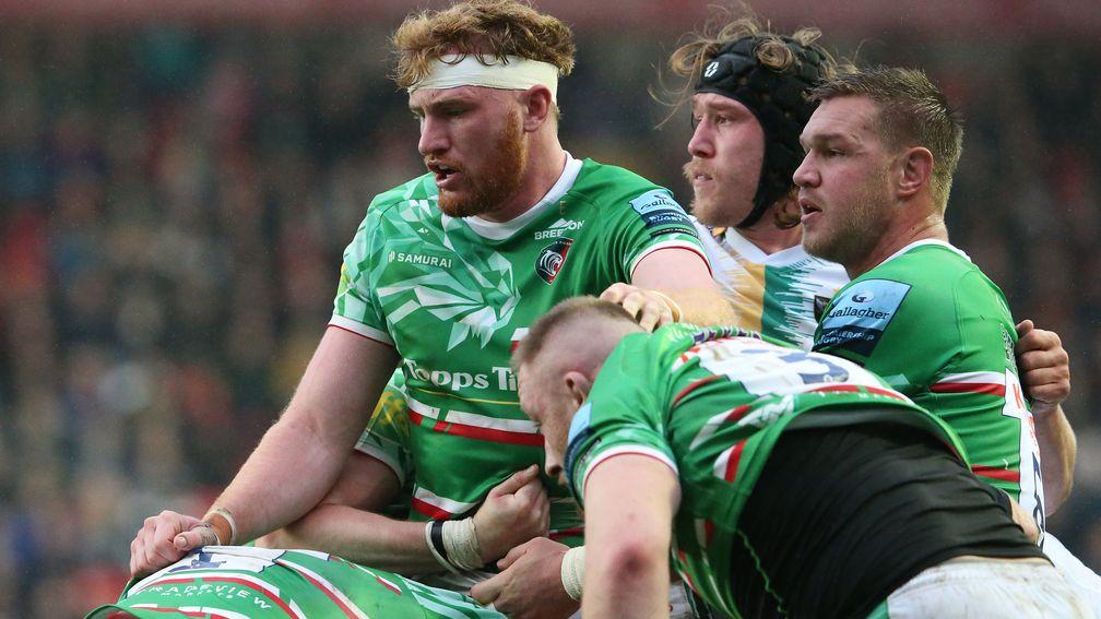 Leicester Tigers' Ollie Chessum in Premiership action against Northampton Saints