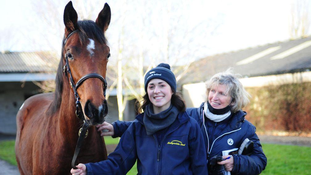 Ballyreddin Stud’s Order Of St George colt, pictured with Mia Harries (left) and Pascale Menard, made a good impression at €90,000