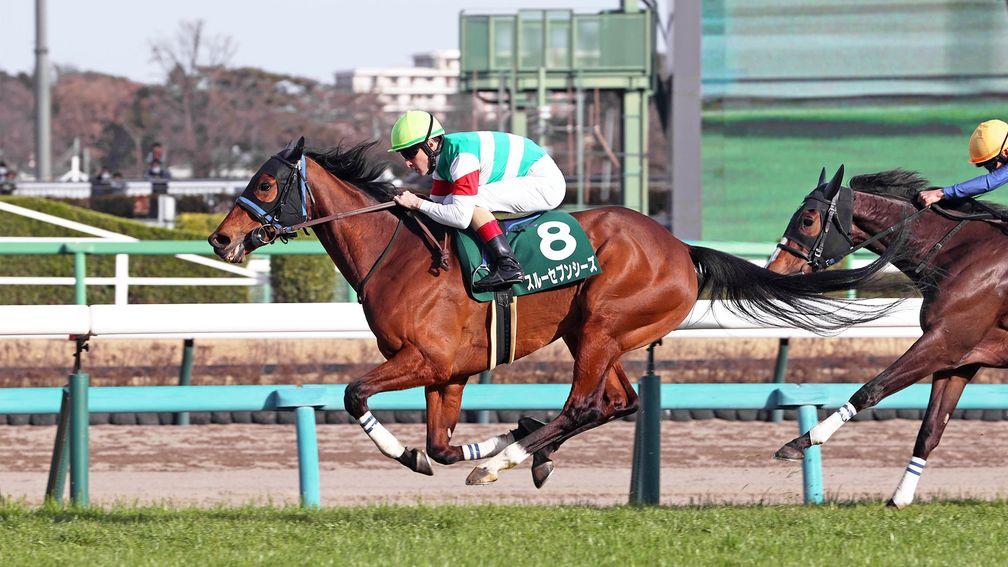 Through Seven Seas and Christophe Lemaire win the Group 3 Nakayama Himba Stakes in March