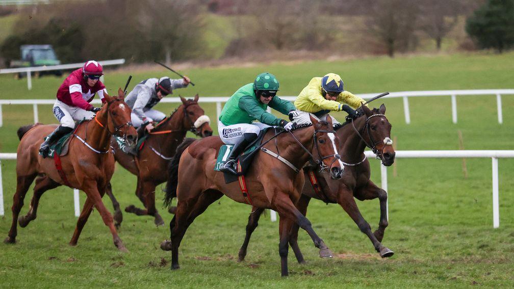 C'est Ta Chance (near side)  battles with the highly rated William Munny at Navan in January








