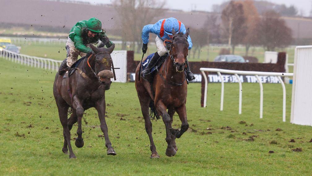 AIN'T NO SUNSHINE Ridden by Brian Hughes (Right)  wins at Kelso 18/2/22Photograph by Grossick Racing Photography 0771 046 1723