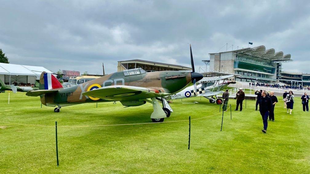 A Hawker Hurricane and Hawker Fury at the Rowley Mile on Saturday