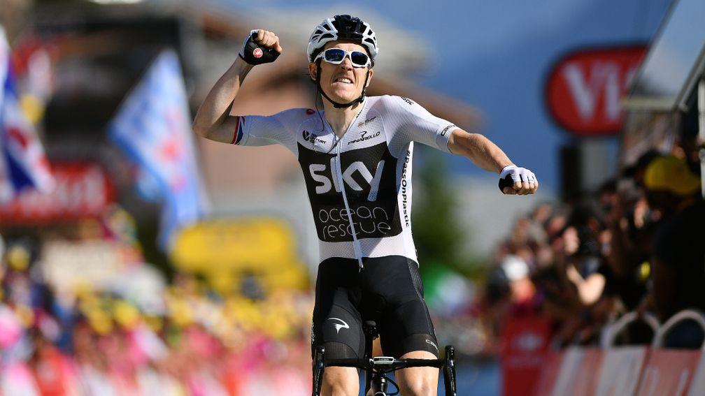 Geraint Thomas surged into the yellow jersey with victory on stage 11