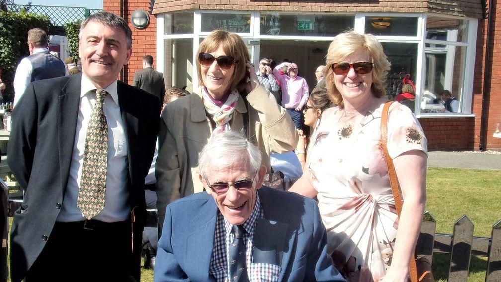 Peter Greaves (front) at the races with wife Sylvia (centre) and friends Jeremy and Ruth Reynolds