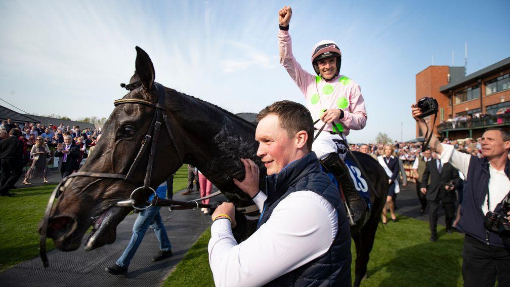 Ruby Walsh celebrates after winning the 2019 Boylesports Irish Grand National but this year's race will not take place on Easter Monday