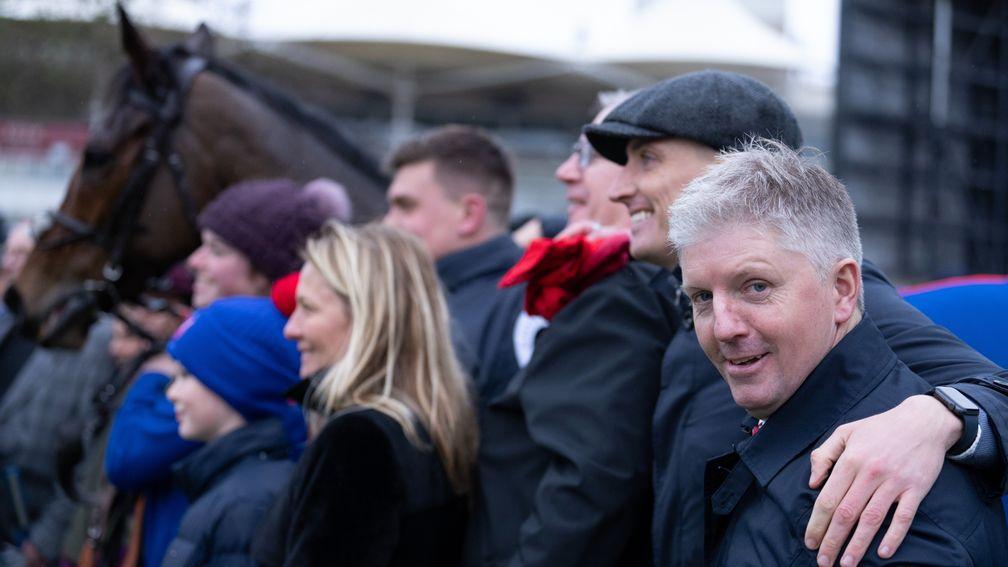 Noel Fehily and his syndicate with Love Envoi after winning the 2m 4f mares' hurdle