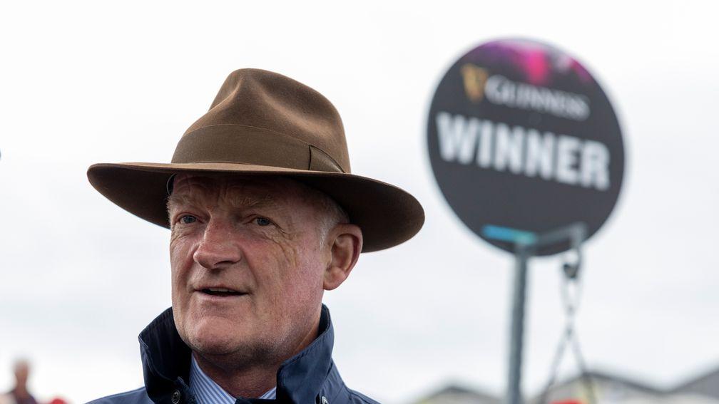 Willie Mullins in the winner's enclosure after Zarak The Brave's Galway Hurdle victory