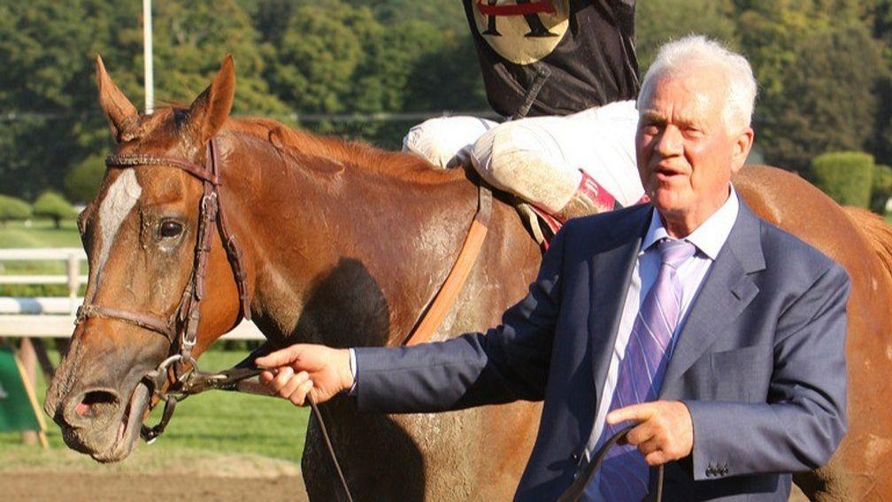 Frank Stronach with his Breeders' Cup winner Ginger Punch, who claimed the Distaff in 2007