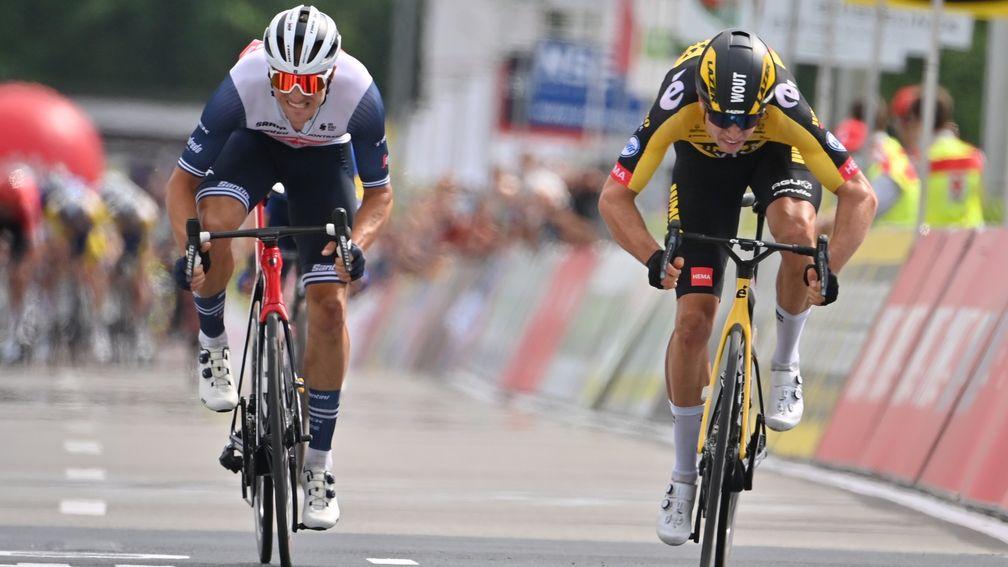Wout van Aert (right) won the Belgian national road race championship last weekend