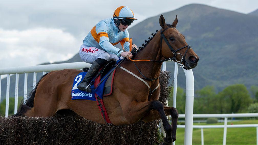 Ash Tree Meadow and Sam Ewing on the way to winning the Grade 3 An Riocht Chase at Killarney