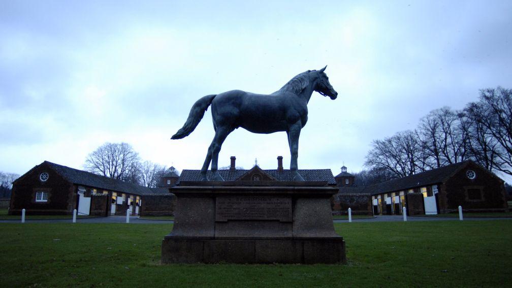 The statue of Persimmon, who won the 1896 Derby for her great-grandfather, testifies to the long perspectives the Queen can derive from Sandringham Stud