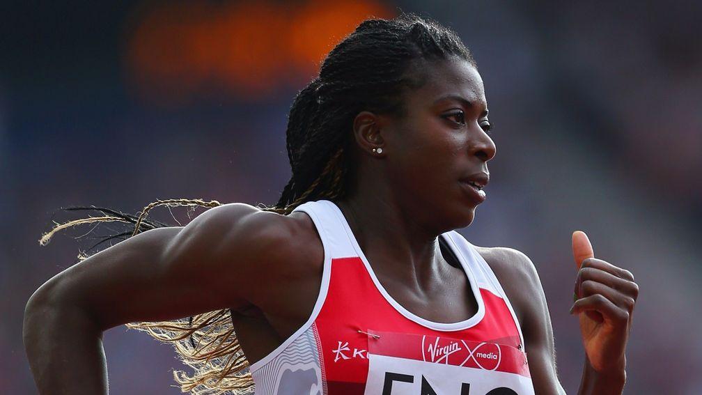 Christine Ohuruogu representing England in the Commonwealth Games