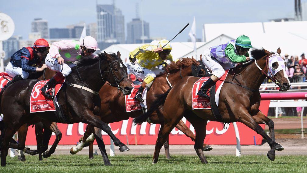 Max Dynamite, seen here on the left chasing Prince Of Penzance home in the 2015 Melbourne Cup, has run his final race for Wiillie Mullins and Rich and Susannah Ricci