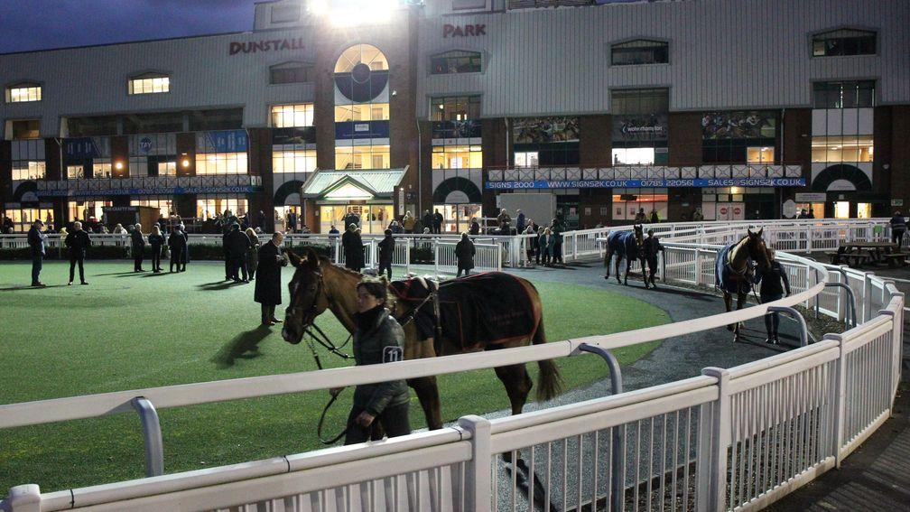 Runners in the parade ring at Wolverhampton on Sunday night