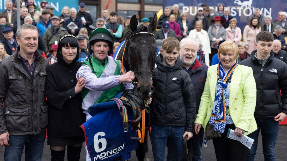 Connections of Vital Island celebrate with their hero in the winner's enclosure
