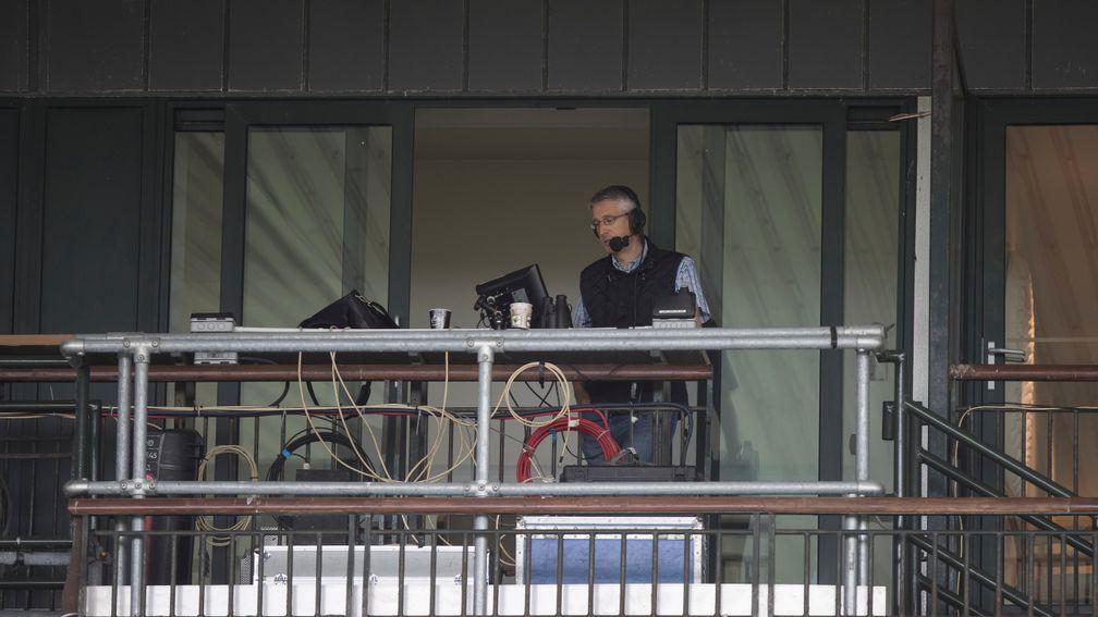 Gary O'Brien commentating at Fairyhouse this month