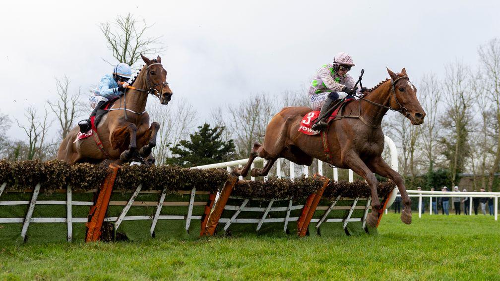 Monkfish (pink) beats Summerville Boy in the Galmoy Hurdle