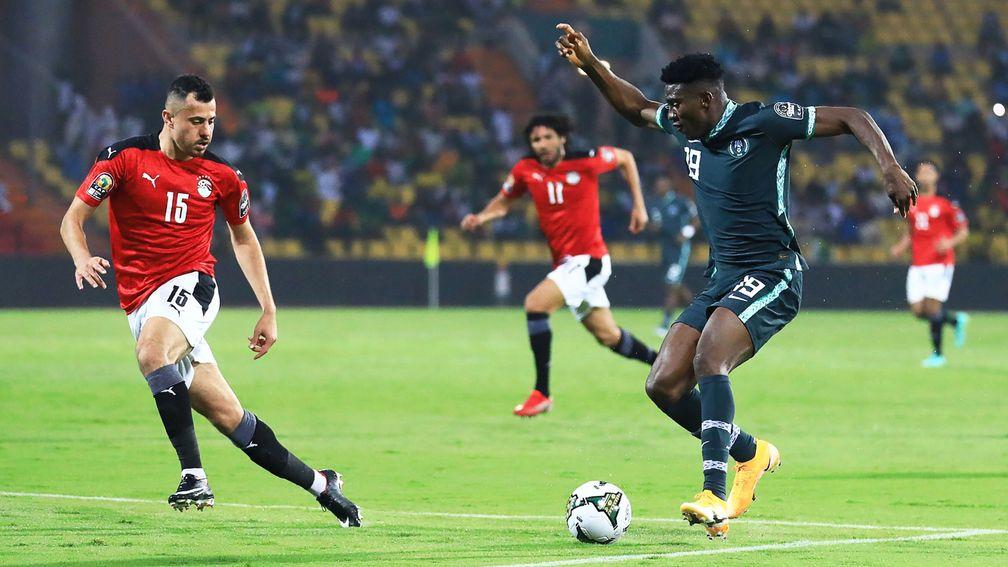 Taiwo Awoniyi (R) in action against Egypt
