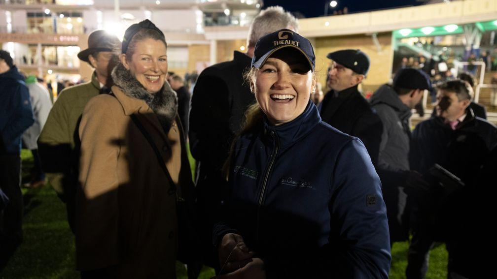 Correna Bowe is all smiles as top lot Echoing Silence goes through the ring at Cheltenham