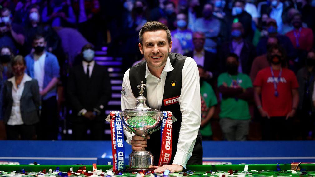 Mark Selby celebrates his fourth Crucible victory