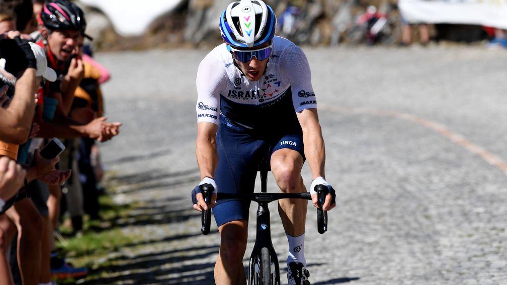 Israel Start-Up Nation's Michael Woods grinds up a climb in the Tour de Suisse