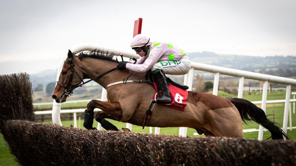 Faugheen is spring-heeled as he negotiates one of his fences on his Punchestown chasing debut