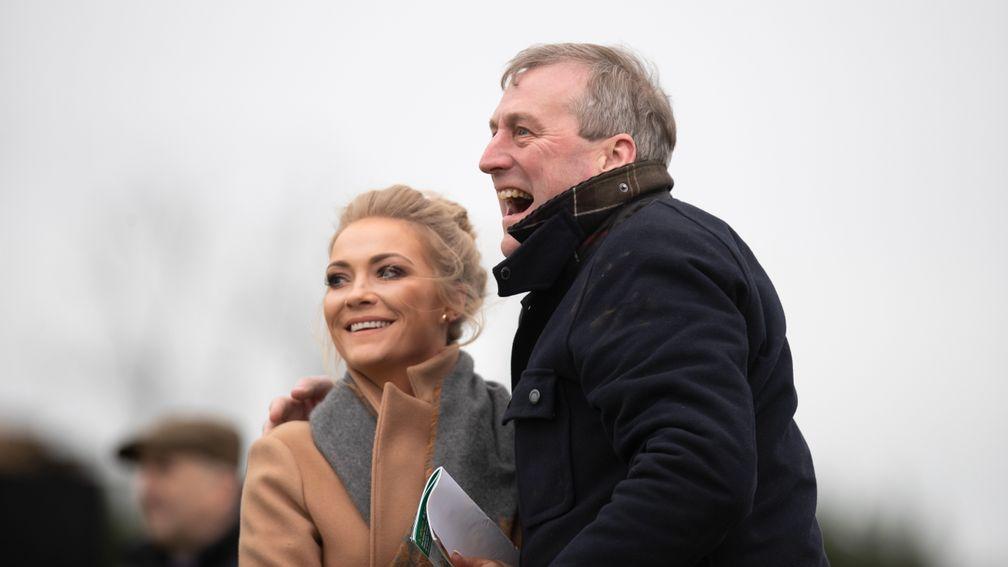 Ellmarie Holden (trainer) and her father Paul: will be represented by 'stable pet' Ex Patriot in the Goffs Thyestes Chase at Gowran Park