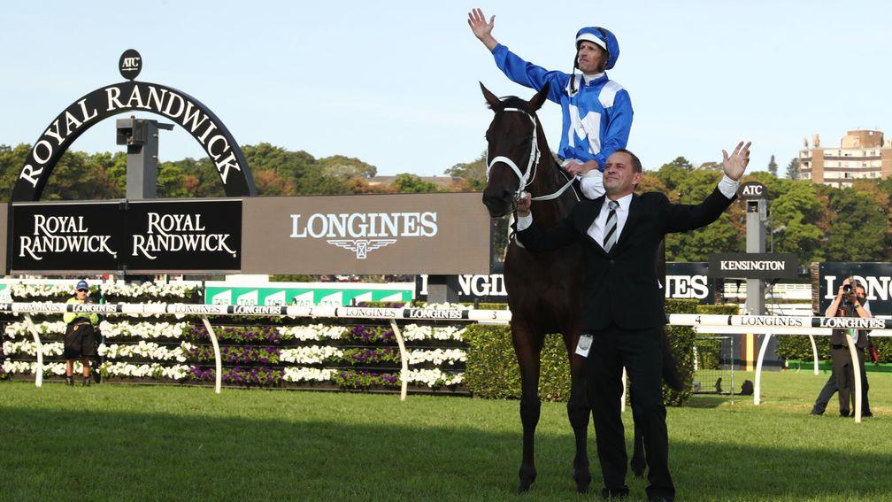 Winx, Hugh Bowman and Chris Waller soak up the adulation of the crowd