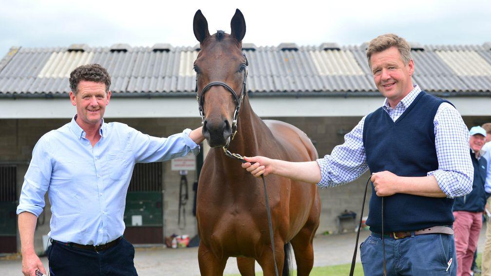 Niall and John Bleahen with Brighterdaysahead at the Tattersalls Ireland Derby Sale