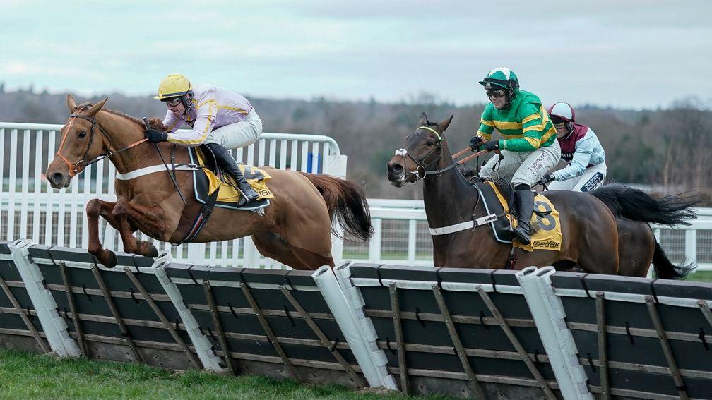 Luccia flies the final flight on the way to success in the Betfair Exchange Trophy