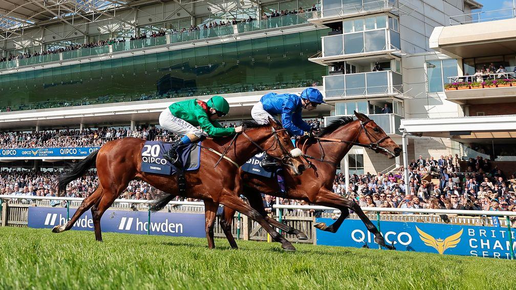Tahiyra (left) finished second in the 1,000 Guineas