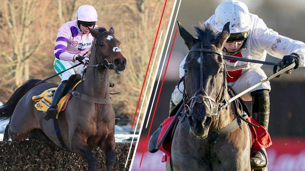 Nube Negra (right) takes on Tingle Creek winner Greaneteen (left) in the Celebration Chase